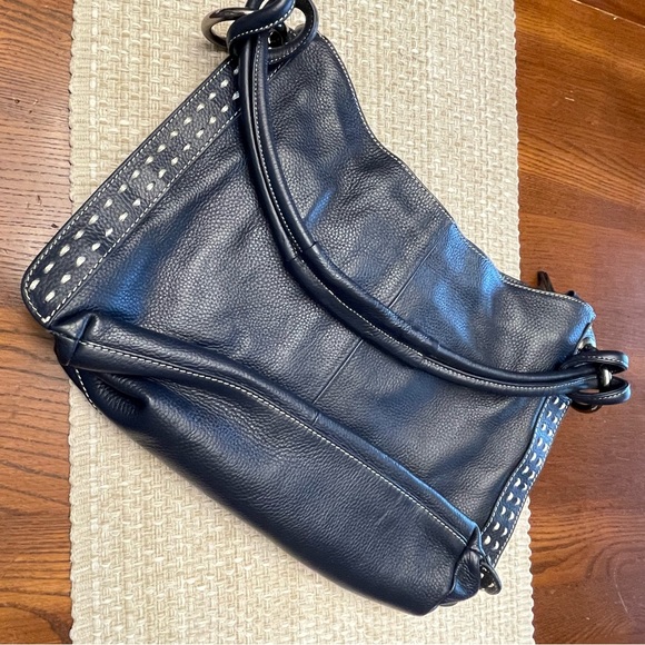 NWOT Blue Vera Pelle Pebble Leather Satchel Handbag - Picture 3 of 7